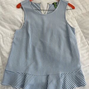 Ann Taylor Blue and White Striped Peplum Tank Top